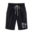 thumbnail image 2 of LOVZFMLL Women's Elastic Waist Blowball Printing Drawstring Shorts Black L, 2 of 4
