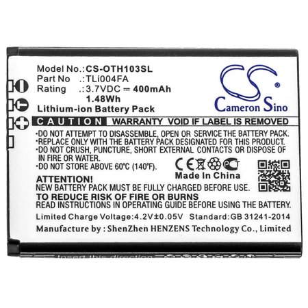 400mAh TLi004FA Battery for Alcatel OT-1046D OT-1013X OT-1035D OneTouch 1046D OneTouch 1035D OneTouch 1013X
