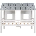 thumbnail image 2 of Historyli Twin Size House Bed with Roof,2 Front Windows,Ladder,Wooden Low Loft Platform Bed Frame,White, 2 of 6