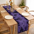 thumbnail image 3 of Halloween Purple Table Runner - 60 Inch Long, Kitchen Dining Table Runner Dresser Scarves, Spooky Ghost Castle Pumpkin Plaid Farmhouse Decor for Coffee Tables Wedding Party Banquet, 3 of 8