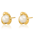 thumbnail image 3 of 14K Solid Yellow Gold 5mm White Button Freshwater Cultured Pearl Stud Earrings, 3 of 10