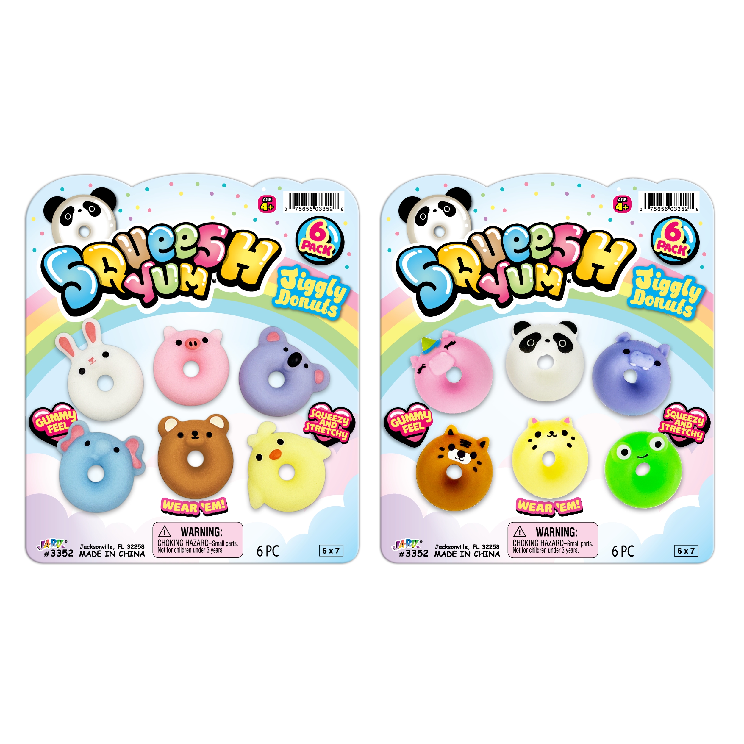 Ja-Ru Squeesh Yum Jiggly Donuts - Value 6 pack- Stretchy Fidget Toy
