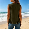 thumbnail image 5 of ClodeEU Women's Round Neck Sleeveless Button Down Peplum Blouse,Casual Loose Ruffle Hem Tank Top Army Green,Women's Plus L, 5 of 6