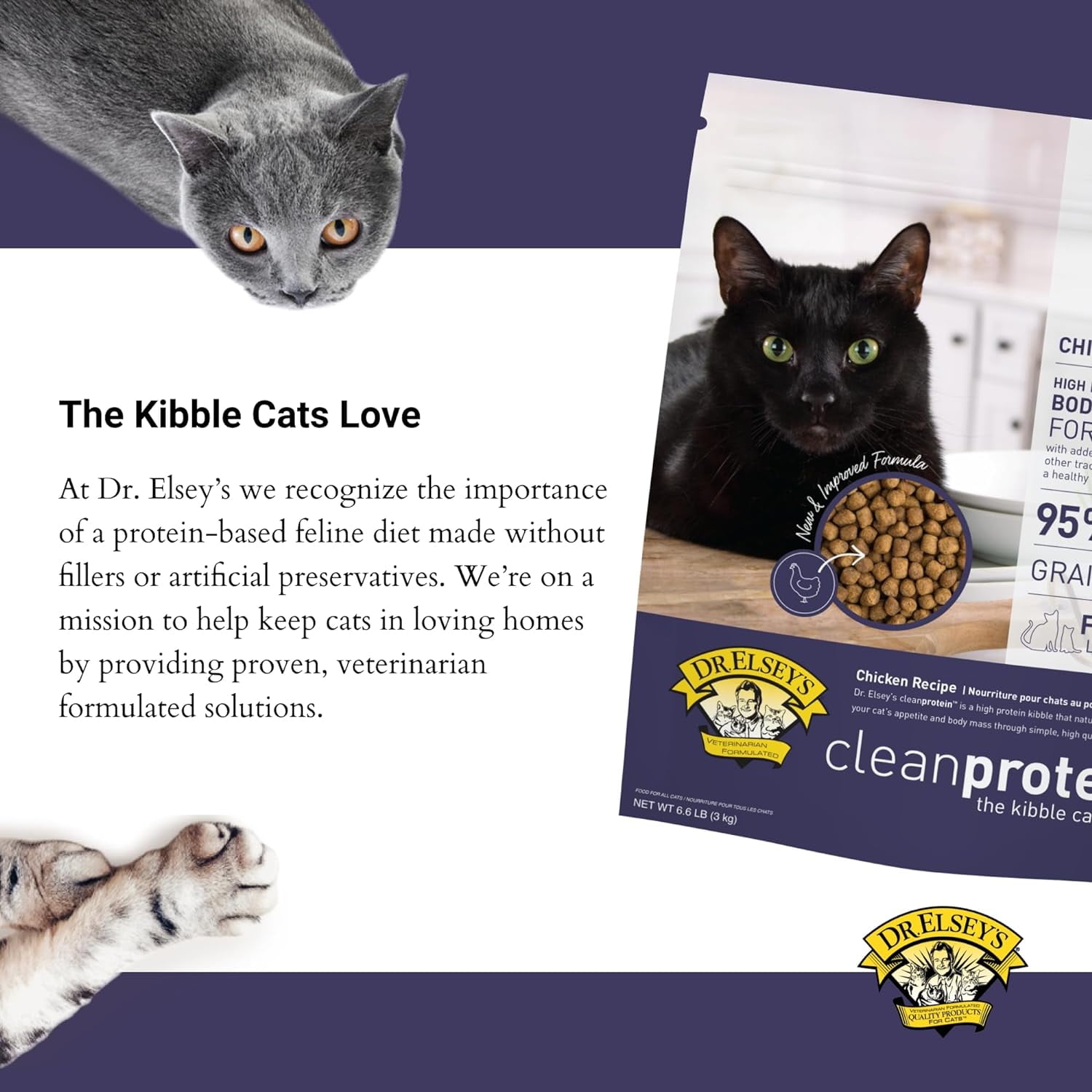 Dr. Elsey's cleanprotein Grain-Free Chicken Flavor Dry Cat Food for All Life Stages, 6.6 lb. Bag