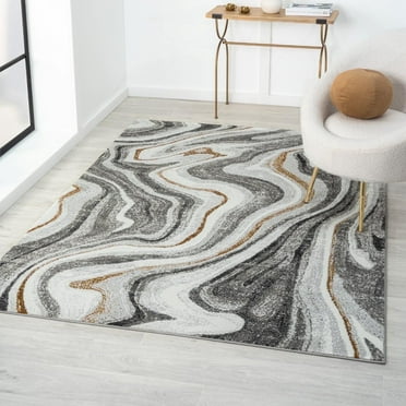Luxe Weavers Marble Wavy Gray 9x12 Area Rug, Indoor Carpet for Bedroom