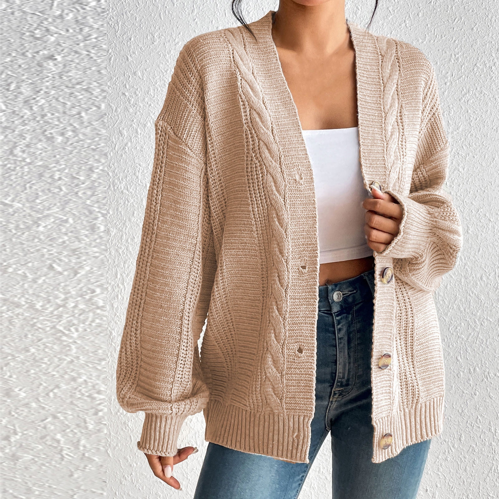 KIHOUT Women's Open Front Cardigan Sweaters Fall Fashion Button