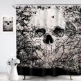 thumbnail image 2 of Skull Shower Curtain 72Wx72L Inch Black Scary Tree Gothic Skeleton Bone Spooky Cool Horror Unique Sketch 12 Pack Hooks Polyester Waterproof Fabric Bathroom Bathtub Panels, 2 of 6