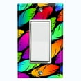 thumbnail image 1 of Metal Light Switch Plate Outlet Cover (Feather Colorful - Single Rocker), 1 of 2
