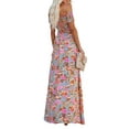 thumbnail image 6 of Seyurigaoka Women's Off Shoulder Wrap Dress, Bohemian Short Sleeve Floral Print Long Beach Dress A-Line Split Long Dress, 6 of 9