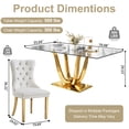 thumbnail image 5 of 70.08”Glass Dining Table Set for 4,Modern Rectangle Clear Tempered Glass Top with U-Shaped Stainless Steel Base,4 Velvet Upholstered Dining Chairs for Apartment, Kitchen Dining Room,Small Spaces, 5 of 7