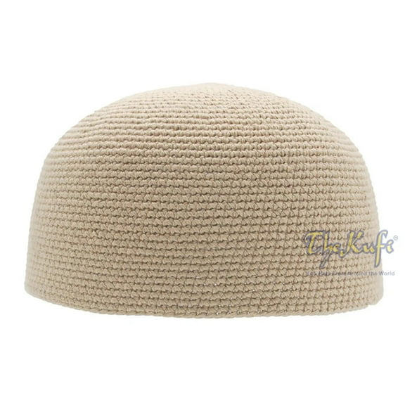 Plain Khaki Hand-Crocheted 100% Cotton Kufi Hat Unique Design and Comfortable Fit