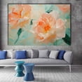 thumbnail image 2 of Mudket Framed Canvas Wall Art Blush Peach Peony Flower Mint Green Background Prints Wall Decor Floral Print Ready to Hang for Living Room Bedroom Farmhouse Decor - 12"L x 8"W, 2 of 10