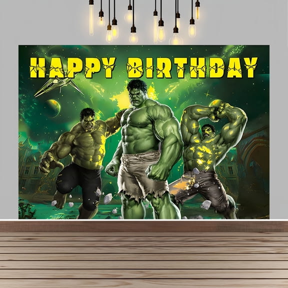 Hulk Happy Birthday Anime Cartoon Theme Backdrops Banner Birthday Party Decor Supplies(5x3ft)