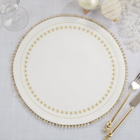 

Saro Lifestyle-Embroidered Placemats With Stars Tassel Design (Set of 4)