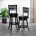 thumbnail image 6 of Swivel 30" Counter Height Bar Stool with Backrest and Footrest, Fabric Upholstered Barstools with Wood Frame & Flared Legs, Breakfast Stools for Home Pub Kitchen, Espresso & Black, 6 of 9