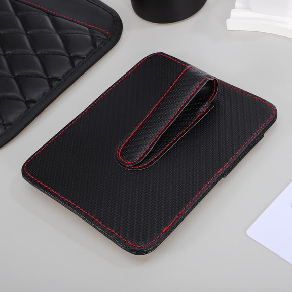 Supvox Sun Visor Organizer Black PU Material Car Document Pouch Multi Pocket Magnetic Clip
