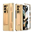 thumbnail image 2 of Dteck Case for Samsung Galaxy Z Fold 5,Shockproof Leather Case Electroplating PC Built-in Screen Protector Hinge Protection Kickstand Full Body Cover, Gold+Gold, 2 of 9