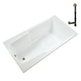 thumbnail image 4 of Streamline N-4200-724-BGL 66 in. x 34 in. Acrylic Soaking Drop-In Bathtub in Glossy White, With External Drain in Brushed Gold, 4 of 12