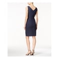 thumbnail image 2 of ALEX EVENINGS Womens Navy Embellished Pleated Sleeveless V Neck Knee Length Cocktail Faux Wrap Dress 10, 2 of 2