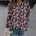 thumbnail image 2 of Honeeladyy Crew Neck Outfit for Women Winter Fall Long Sleeve Print Loose Breast Cancer Outfits Sweatshirts Women 2023 #Ku-Black-S, 2 of 5