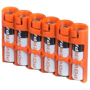 Storacell SLAAAORG by Powerpax Slimline AAA Battery Caddy, Orange, Holds 6 Batteries