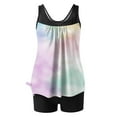 thumbnail image 5 of RKSTN Womens Swimsuits Tankini Swimsuit Summer Printed Color Block Crew Neck Modest Swim Tank Top with High Waisted Solid Color Swim Shorts Matching Two Piece Set Bathing Suits, 5 of 5