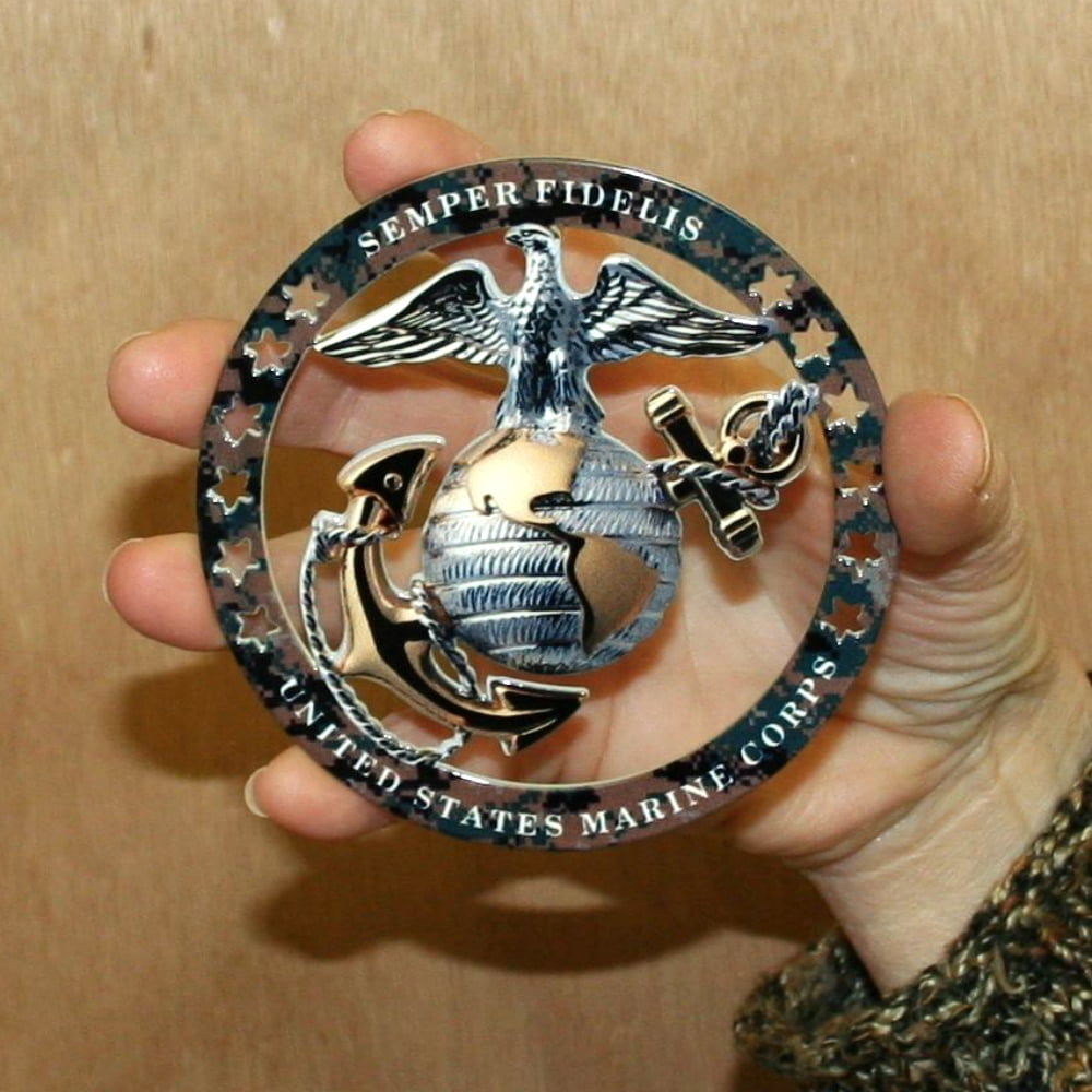 Usmc Officer Ega Round Emblem Magnet Insignia 4x4 Marine Corps Semper