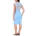 thumbnail image 3 of INSPIRE CHIC Work Dress for Women Tweed Crew Neck Sleeveless Patchwork Office Business Bodycon Sheath Dresses M Light Blue, 3 of 6