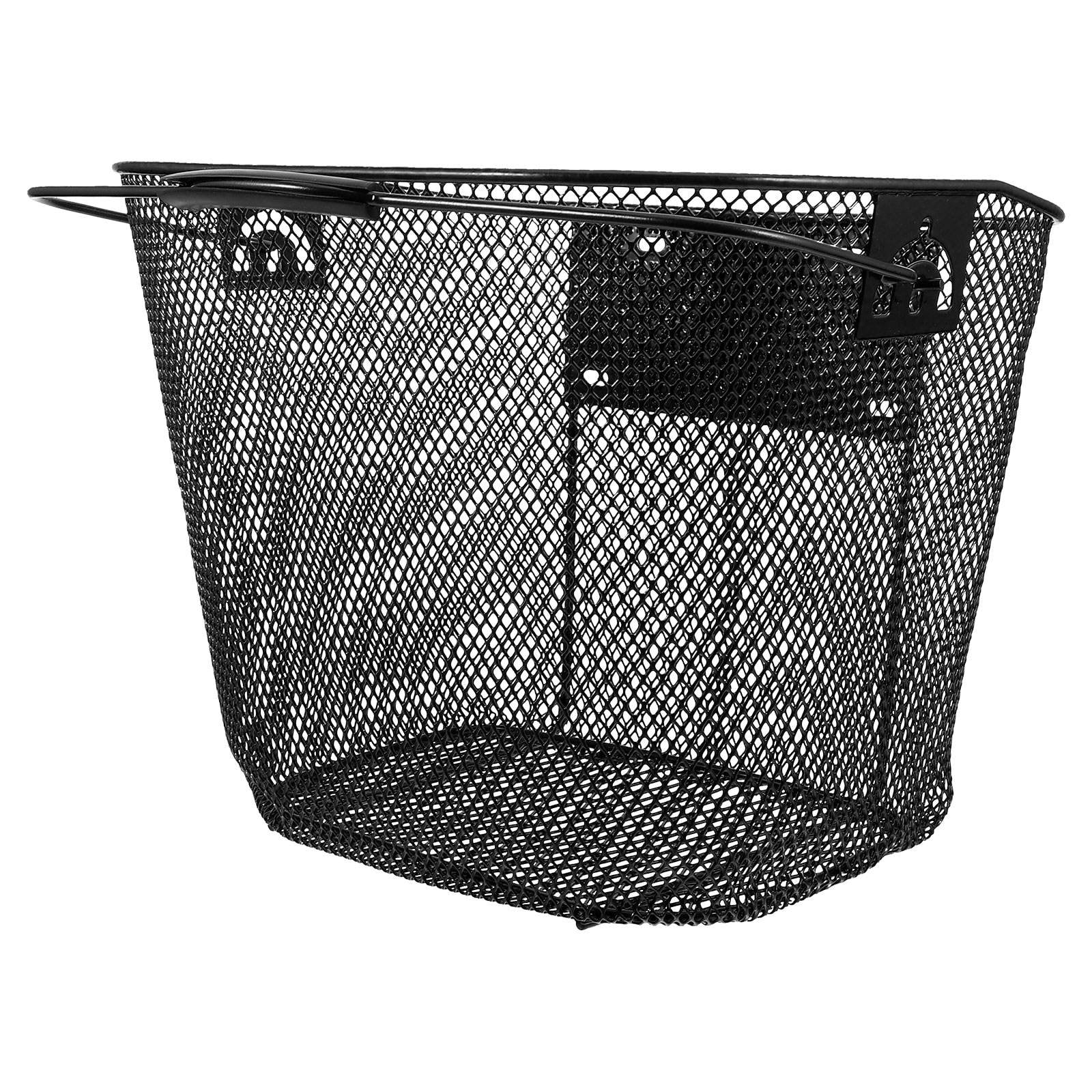 TABLZONE Metal Front Bike Basket with Handlebar Storage, Black - Cycling Accessory for Secure Carrying