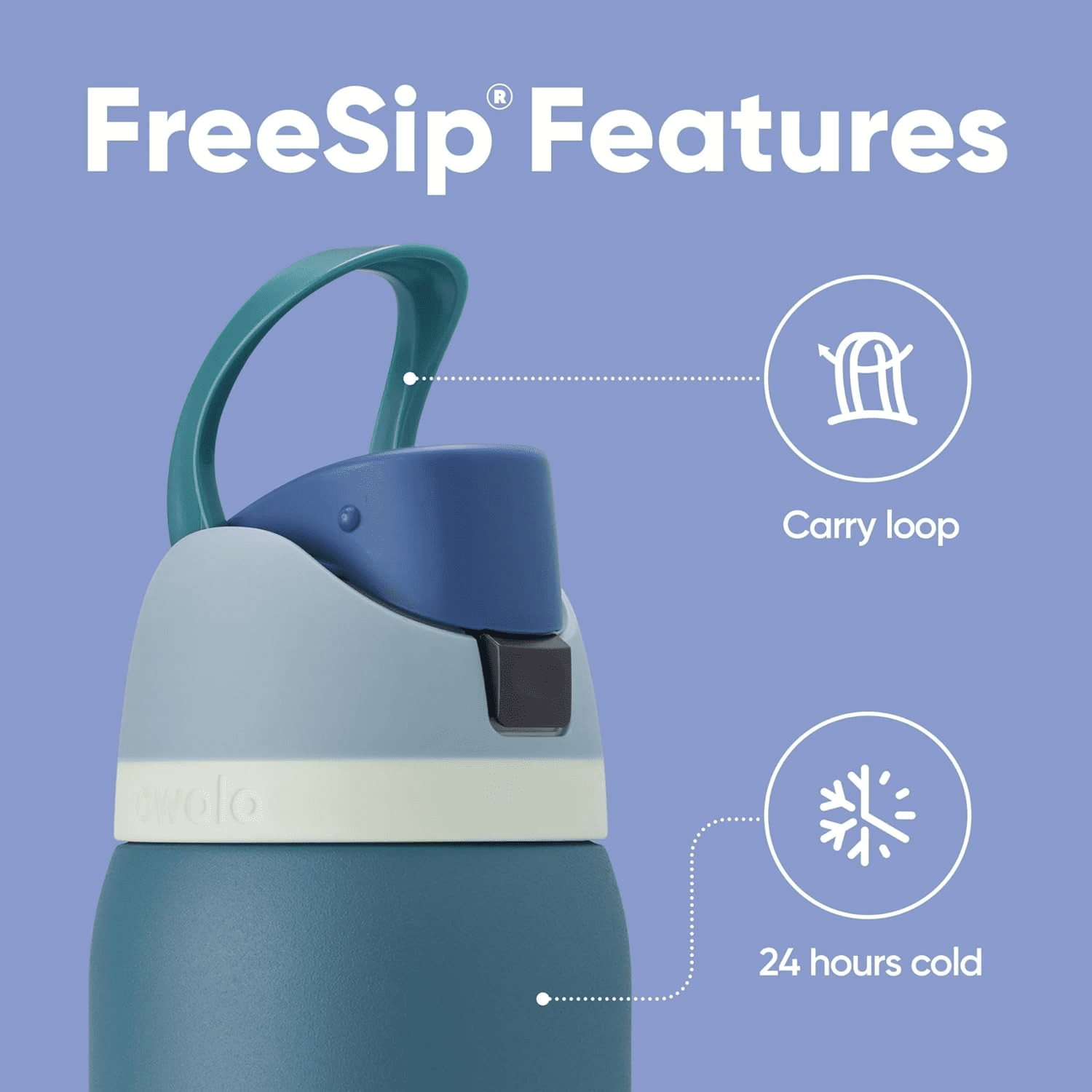 Owala FreeSip Stainless Steel Water Bottle, 32oz, Denim
