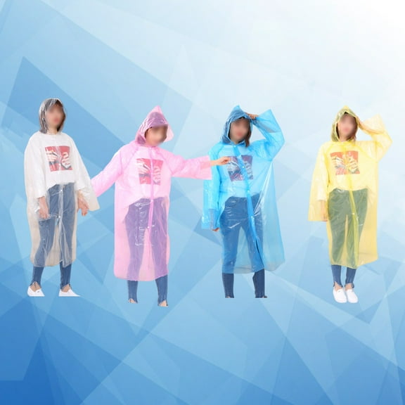 Raindrops  4 Pcs Disposable Raincoat Camping Hooded Men and Women Child
