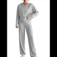 thumbnail image 1 of Conjuntos de Salón para Mujer, Pijamas de 2 Piezas A Juego, Moda de Otoño, Conjuntos de Punto Acanalado, Chándales Casuales de Larga Gris L, 1 of 10
