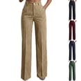 thumbnail image 2 of Qingpeng Womens Dress Pants Striped Business Casual High Waisted Stretchy Slacks Pull On Straight Leg Work Office Trousers, 2 of 6