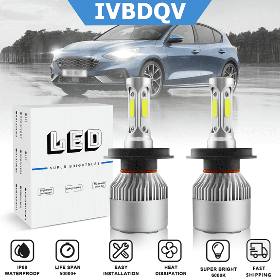For Ford Focus 2000-2004 H4/9003 LED Headlight High/Low Beam Super Bright White Bulb Replacement Kit 2Pcs