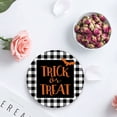 thumbnail image 4 of FMSHPON Halloween Trick or Treat Bats Black and White Buffalo Plaid Set of 4 Round Coaster for Drinks, Absorbent Ceramic Stone Coasters Cup Mat with Cork Base for Coffee Table Bar Decor, 4 of 6