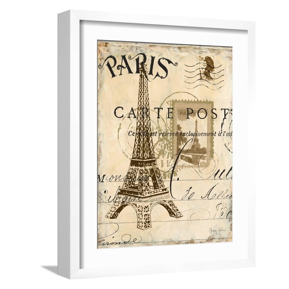 Art.com Paris Collage I - Eiffel Tower Art Print by Gregory Gorham, White Frame Wall Art, 17" x 21"