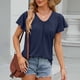 thumbnail image 5 of Fiudx Camisas para Mujer Camisas de Blusas con Cuello En V de Manga Corta de Color Sólido Casual de Moda para Mujer, 5 of 7