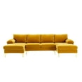 thumbnail image 2 of Convertible Sectional Sofa Couch, 800 Pounds Load U-Shaped Wood Frame Sectional Sofa with Double Lounge Chaise, 2 of 8