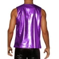 thumbnail image 3 of INSPIRE CHIC Metallic Tank Top for Men's Round Neck Shiny Disco Party Sleeveless Vest XL Purple, 3 of 6