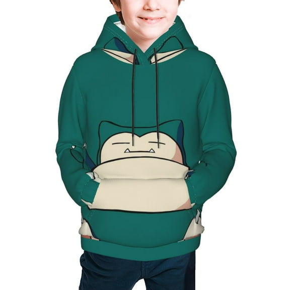Snorlax Youth Cartoon Hoodie Fashion Long Sleeve Kids Pullover Coat Casual Hoody Hooded Sweatshirts for Boys Girls