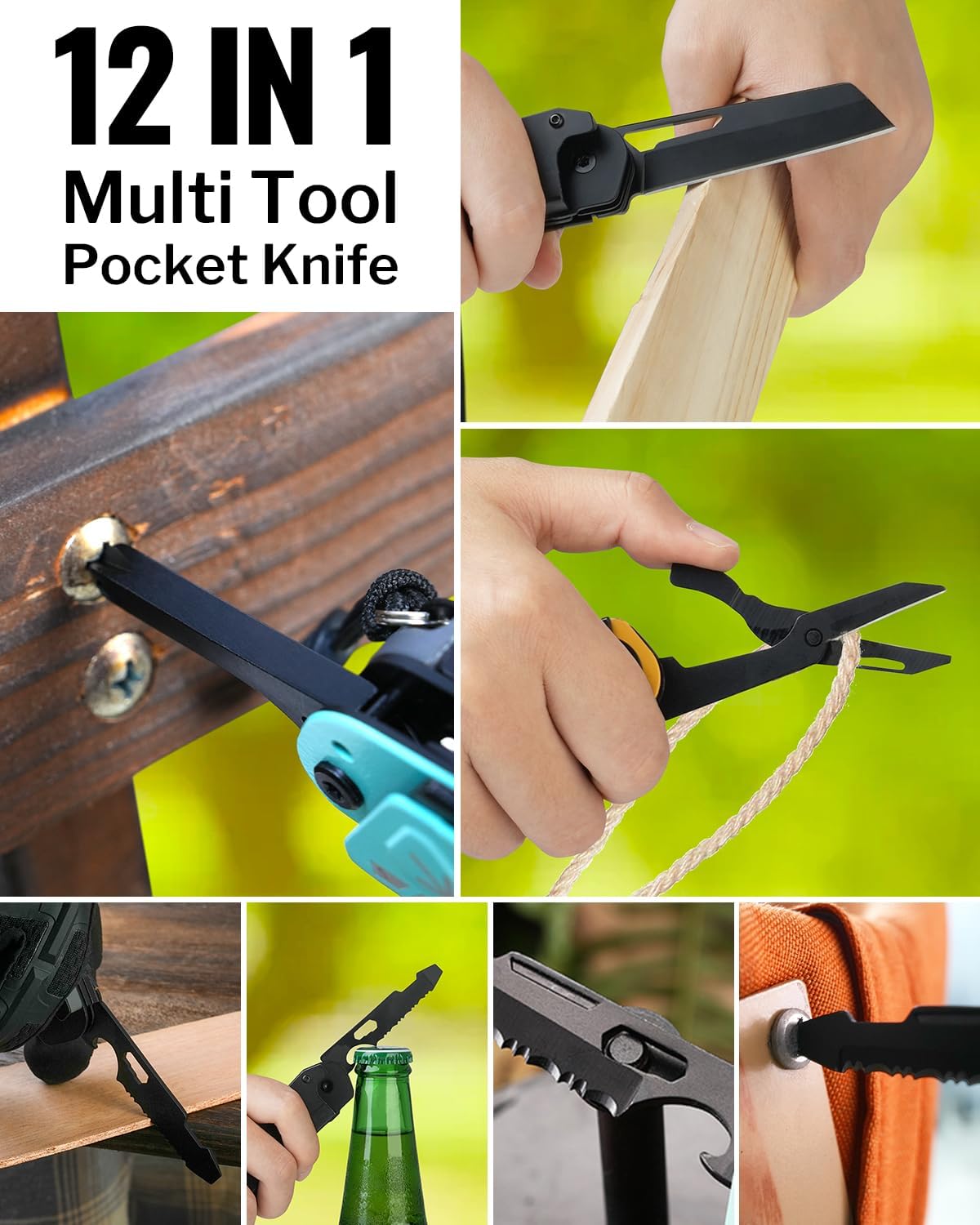 VIPERADE VAK4 Multitool Pocket Knife for Men, Multifunctional 21-in-1 Multitool Pocket Knife with Pouch, Outdoor Camping Survival and Everyday Use (K4-Black)