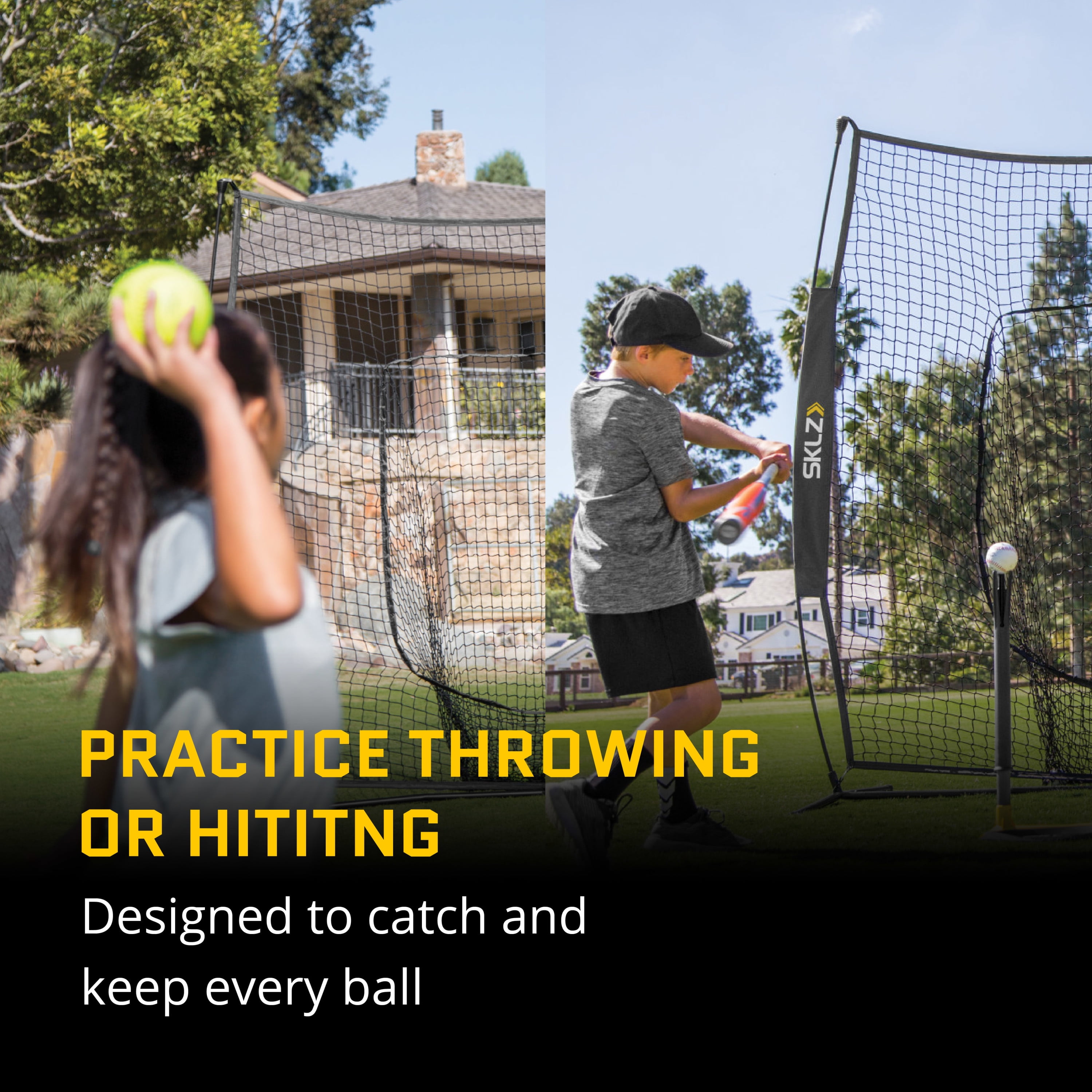 SKLZ Baseball Practice Hitting Net 7' x 7' - Walmart.com