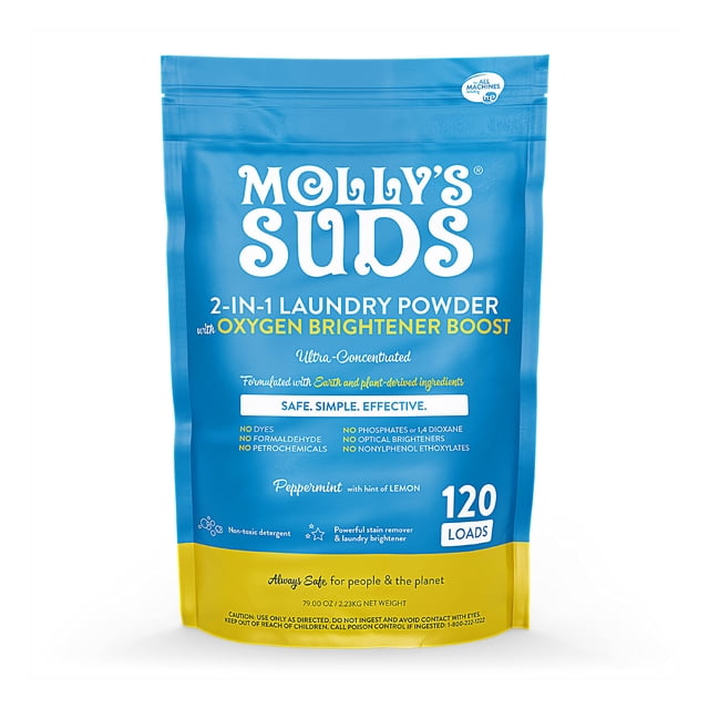 Detergente para ropa Molly's Suds 2 en 1 original de 3,78 litros, 120 cargas