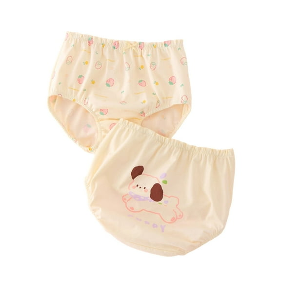 CYRBOKO Toddler Girls Briefs, Cotton 2PC Stretchy Elastic Waist Girls Underwear Yellow Size 5 T