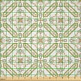 thumbnail image 2 of Ambesonne Spanish Tile Fabric by the Yard Microfiber, Geometric Design Art, 2 Yards, Pistachio Green and Orange, 2 of 2