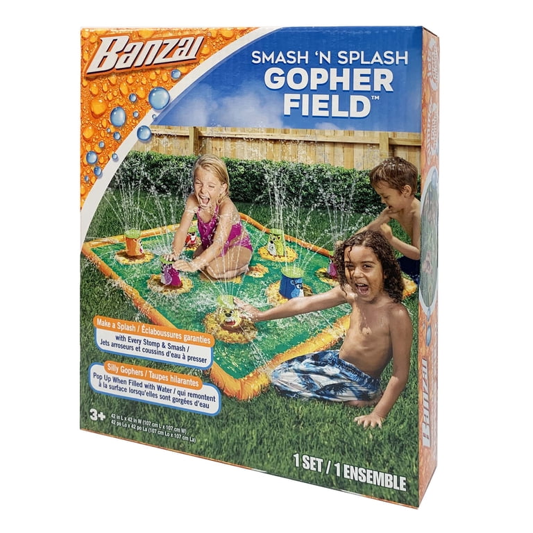 Banzai Smash 'N Splash Gopher Field - Kids Water Sprinkler Toy