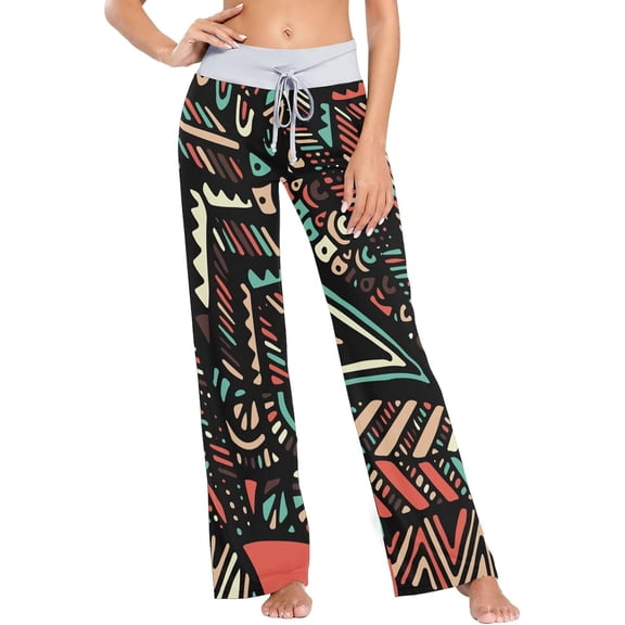 GZHJMY Women's Pajama Pants Colorful Ornament Print Comfy Stretch Sleepwear Essentials womens Lightweight Lounge Terry Pajama Pant, Large
