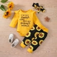 thumbnail image 2 of Gvdentm Baby Girl Summer Clothes Toddler Baby Girl Clothes Girl Outfits Summer Ruffle Floral T-Shirt Top Pants Set Spring Clothes Clothes Girl|Yellow 6-12 Months, 2 of 5