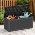 thumbnail image 2 of fazzn 100 Gallon Resin Deck Box Waterproof Outdoor Storage Box for Patio Furniture Pool Accessories Indoor Storage for Cushion Garden Tools (Black pattern), 2 of 7