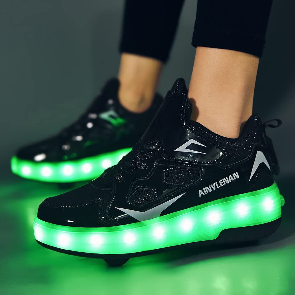  HOVERKICKES Fashion Kids Roller Shoes - Premium Skate Shoes  with Wheels for Girls - USB Rechargeable LED Sneakers for Boys Black :  Clothing, Shoes & Jewelry